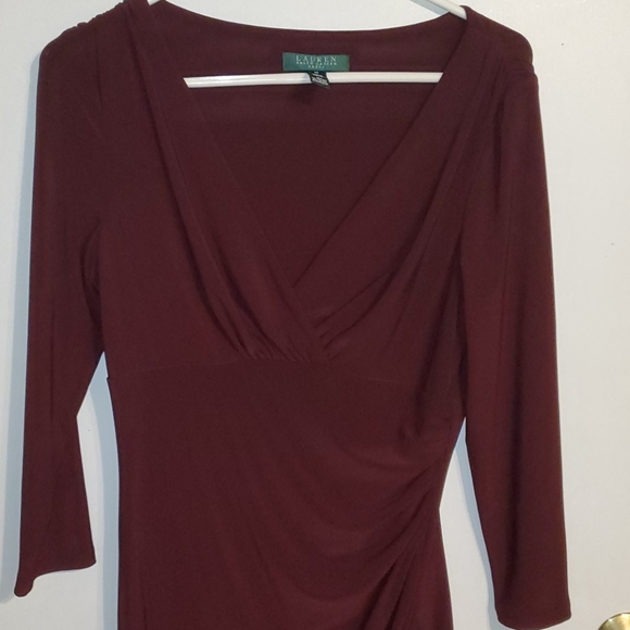 Ralph Lauren maroon long sleeve dress - Picture 2 of 5